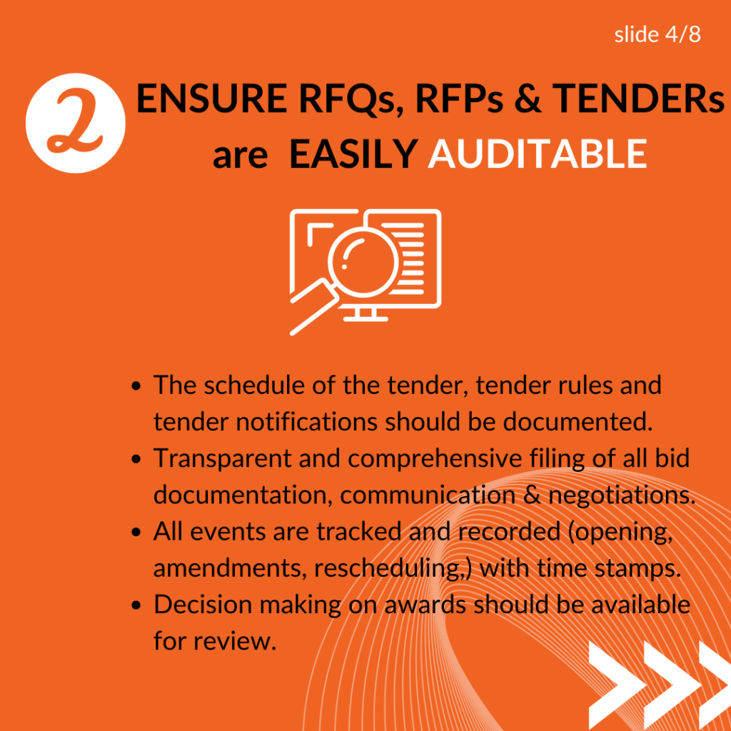 The auditability of RFQs, RFPs and Tenders