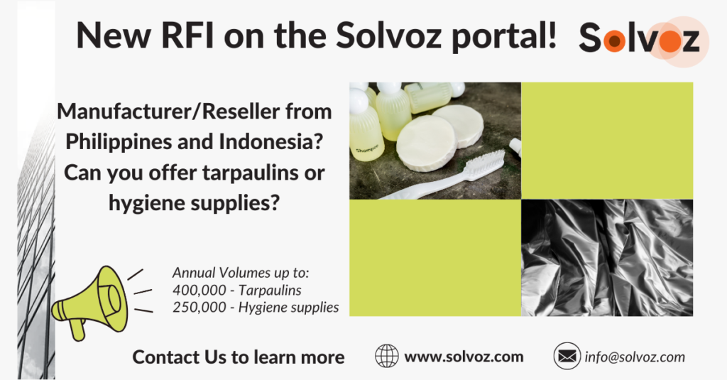 New RFI live – Tarpaulins and Hygiene supplies in Philippines and Indonesia